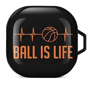 Ball Is Life Oordopjes Hoesje Compatibel met Samsung Hard Shell Beschermhoes Zwart-Stijl