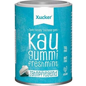 Xucker Suikervrije tandverzorging, kauwgom freshmint - xylitol kauwgom suikervrij met freshmint-smaak, veganistische xylitol kauwgom voor tandverzorging en tegen slechte adem (100 g)