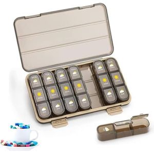 Weekly Pill Organizer 3 Times A Day, Removable Secured Outer Box Travel Pill Case For Vitamin Fish Oil Supplements