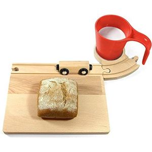 Neue Freundde® Spoorweg ontbijtplank voor kinderen, inclusief rode kop, perfect voor het ontbijt, ideaal voor kinderen vanaf 1 jaar, hoogwaardige kwaliteit