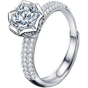 925 zilveren ring dames geen aanslag Moissan Six Claw diamanten ring open ring