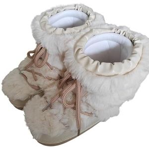 Winterlaarzen Dames Snowboots Lace Up Pluizige Bont Skischoenen Dames Warme Katoenen Laarzen (Color : Beige short 666, Size : 41-42 (25.5-26cm))