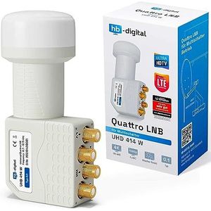 HB-DIGITAL Quattro LNB LNC voor multiswitch ✨ Full HD TV 3D 4K wit wit ■ contacten verguld ■ weerbescherming (uittrekbaar)