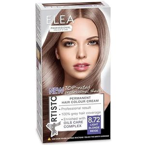 Elea professional Artisto Permanente haarverf, lichtblond beige, 123 ml, professioneel resultaat, 100% grijsdekking, verrijkt met verzorgingscomplexen van oliën