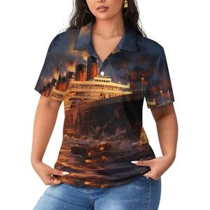 Escape from Boat The Titanic dames sportshirt korte mouw T-shirt golfshirts tops met knopen workout blouses
