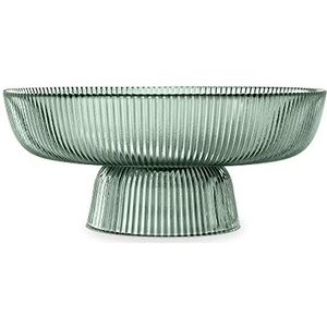 Navaris glazen fruitschaal op voet - 26 cm diameter - Voor fruit, snacks, dessert, koekjes en meer - In groen
