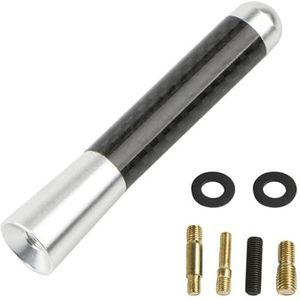 Audio- & videoantennes voor auto 3,5 cm/8 cm/12 cm universele korte autoradioantenne koolstofvezel zwarte dakantenne FM/AM metalen ontvangstantennes Autoradio Antenne(Silver,8cm)