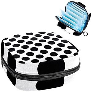 Periode Pouch Draagbare Tampon Opbergtas,Tampon Houder voor Portemonnee Vrouwelijke Product Organizer,Polka Dots Zwart Wit, Meerkleurig, 4.7x6.6x6.6 in/12x17x17 cm