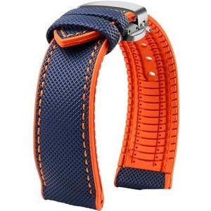 Fit for Longines for Seiko water ghost for Hamilton serie nylon rubber Onderkant horlogeband 20mm 22mm 23 Band mannen zachte Waterdichte Polsband(Blue Orange silverB,24mm)