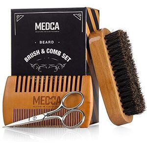 Houten baard en kam set voor mannen - Perfect voor baarden hoofdhaar en snorren Men's Grooming Kit voor styling, het toepassen van baard oliën en balsems voor een betere verzorging groei van het haar en indrukwekkende gezondheid van het haar