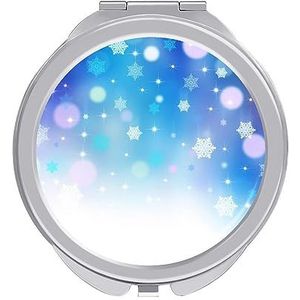 Kerst Shining Sneeuwvlok Compacte Spiegel Ronde Pocket Make-up Spiegel Dubbelzijdige Vergroting Opvouwbare Draagbare Hand Spiegel