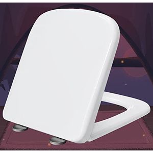 Vierkante toiletzitting zachte close wit snel release toiletbrekbedeksels anti l wc loo stoel met deksel-bovenste bevestiging, met niet-slip zitplaatsen bumpers, wit-36 * 45 cm