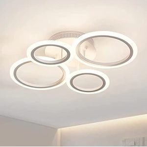 Moderne LED plafondlamp Dimbare afstandsbediening 4 Ring plafondlamp 48W 4400LM voor woonkamer, slaapkamer, keuken, gang, balkon, eetkamer plafondlamp, wit, 3000-6500K