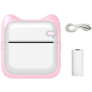 Handbediende Printer, Mini Draagbare Thermische Printer 200 dpi 57mm Afdrukken Stickers Draadloze Bluetooth Inktloze Blauw Roze Pocket Notities Takenlijst printer Altijd Afdrukken(Pink Set)