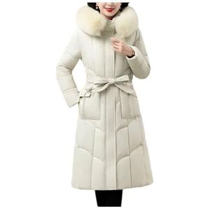 Pegsmio Vrouwen Winter Jas Parka Puffer Jassen Lange Slanke Hooded Moeder Parka's Warme Jassen, Wit, XL