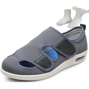 Diabetische Wandelschoenen,met Verstelbare Bandjes Ademend Geschikt Voor Ouderen Met Gezwollen Voeten(Gray,49EU)