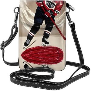 Hockey sport stijlvolle lederen crossbody flip case, vrouwen ruime telefoon tas, mobiele telefoon geval tas