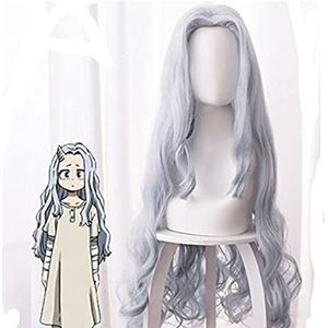 ZLYY My Hero Academia 4 Eri Anime pruik lang krullend grijs blauw haar cosplay kostuum haaraccessoires haarspeld clip decoratieve pruik