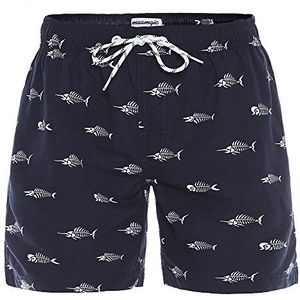 MaaMgic zwembroek voor heren Jongens zwembroek voor heren Sneldrogende surfstrandbroek Surfshort met pure voering, Marineblauwe visgraat, M