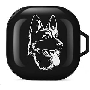Zwarte Duitse herder oordopjes hoesje compatibel met Samsung hard shell beschermhoes zwart-stijl