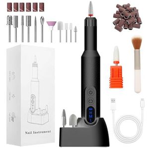 CNMTCCO Professionele nagelschuurmachine, 18.000 omw/min, 12-in-1 elektrische nagelvijl, draadloos, met led, digitaal display, nagelboor met instelbare snelheid, manicure en pedicure