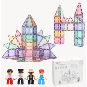 CreativPad 108-delige magnetische bouwset (pastel), magnetische bouwstenen, educatief spel voor jongens en meisjes, magnetisch speelgoed, magnetische bouwstenen, MNTL-T06