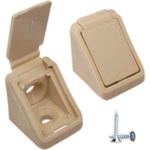(Pack van 20 stuks) Beige plankbeugels 20 x 20 mm, meubels hoekverbindingen, 90 graden kunststof hoekbeugelverbinding, rechte hoek, schroeven inbegrepen (20, beige)