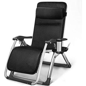 GEIRONV Zero Gravity Chair, met bekerhouder inklapbaar verstelbaar Recliner Office Patio Beach Outdoor Camping Portable Lounge Recliner Fauteuils (Color : Black)