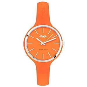 Horloge Dame in Siliconen anallergische Oranje en Zilveren Ring