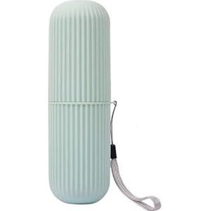 Draagbare spoelbeker met verticale streep, reistandenborsteldoos, tandenborstelbeker, tandwarendoos, tandpastacontainer (Color : Green)