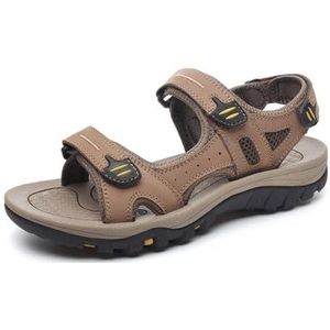 Sport Outdoor Wandelsandalen Atletische sandalen for heren Open teen Leren wandelsandalen Strandwaterschoenen(Khaki,47 EU)