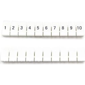 Markeringsetiket voor klemmenblok op DIN-rail ZB5 met 5 posities voor de identificatie van industriële stroomonderbrekers, 10 stuks (wit)