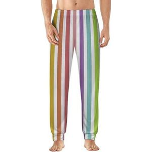 Gekleurde Regenboog Strepen Mannen Pyjama Broek Zachte Lounge Bottoms Lichtgewicht Slaap Broek