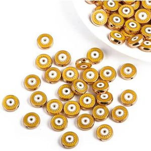 10 stks/partij 10mm Retro Delicate Legering Emaille Ster Hart Ronde Lucky Kralen Charms DIY Ketting Armband Sieraden-geel 10 stks