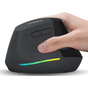 KYSONA Draadloze ergonomische muis, verticale muis, Bluetooth Ergo muis, stille klik, (800/1200/2400/2400/4000), oplaadbare 2.4G muizen met 6 knoppen voor computer, pc, Mac, laptop, zwart
