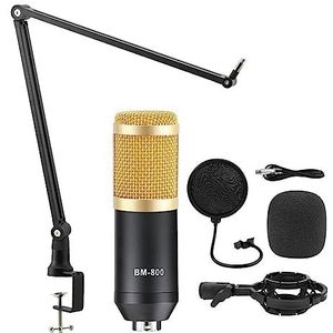 Complete podcastkit, Microfoon Studio V8 Geluidskaart Fantoomvoeding Kits Bm800 Condensator Microfoon for PC Computer Opname Karaoke Streaming(Gold Mic kits 1)