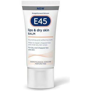 E45 Lips & Dry Skin Lip Balm - Hydraterende natuurlijke lippenbalsem voor droge en gebarsten lippen en huid - Hydraterende en voedende lippenbalsem met vitamine E - E45 Cream Lipbalm voor schrale