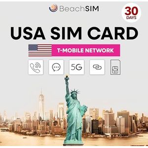 BeachSIM T-Mobile USA SIM Unlimited Data & Telephony & SMS (US - 30 Days)