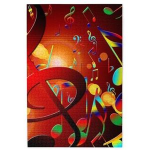 Kleurrijke Muziek Sleutel Print Jigsaw Puzzel 1000 Stuk Houten Jigsaw Puzzels Gepersonaliseerde Puzzel Familie Spel