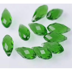 Effen kleur Teardrop gefacetteerd kristalglas 12x6mm 16x8mm 20x10mm Top geboorde hanger druppels losse kralen voor sieraden maken DIY-groen-12x6mm 30st