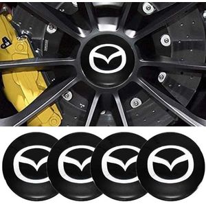 4 stuks auto naafdoppen sticker voor Mazda 56mm wielnaafafdekking sticker badge logo naafdop velgdoppen waterdicht stof accessoires