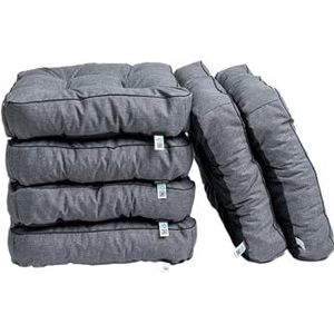 TexDeko® Set van 6 premium stoelkussens, 70 x 70 x 12 cm, zitkussens met uv-bescherming en waterafstotend, vloerkussen, voor tuin, vrije tijd en zomer, grijs