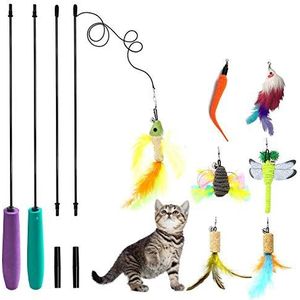 Anjing 9 vult kat veren speelgoed kattenkruid speelgoed interactieve muis vlinder vogel libel catcher