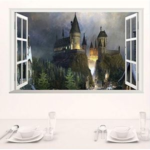 Muursticker 3D Venster Harry Potter Poster Decoratieve Wizarding World School Behang Voor Kinderen Slaapkamer Muurtattoo 50 * 70 cm