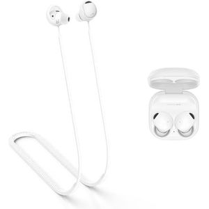 MOWYEOK Anti-verlies strap voor hoofdtelefoon, compatibel met Samsung Galaxy Buds 2 Pro oordopjes, zachte siliconen, anti-verlies koord, geschikt voor buitensporten, hardlopen, fitness, wit
