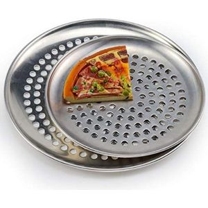 AYKANING Pizzapan, pizzaplaat roestvrij staal pizzapannen met gaten antiaanbaklaag ronde pizza bakplaat bakkerij pizzastereedschap oven buiten gaas metalen net (kleur: 16 inch (40 cm)