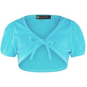 RageIT LOTMART Meisjes Shrug Cropped Kids Tie Up Voorzijde Bolero Korte Cap Sleeve Top