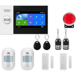Huisbeveiligingssysteem, GSM Home Inbraakalarmsysteem IP Camera PIR Bewegingssensor Deursensor Beveiliging Alarmkit APP Controle(W4B2)