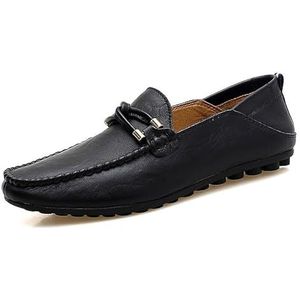 Comodish Mens Loafers Light Weight Vegan Leather Penny Loafers Comfortable Slip Resistant Flexible Classic Outdoor Slip-on (Color : Zwart, Size : 43 EU)