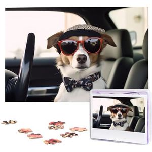 KHiry Puzzels 1000 stuks gepersonaliseerde legpuzzels hond dragen zonnebril foto puzzel uitdagende foto puzzel voor volwassenen Personaliz Jigsaw met opbergtas (74,9 cm x 50 cm)